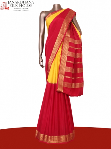 Contrast Pure Mysore Crepe Silk Saree